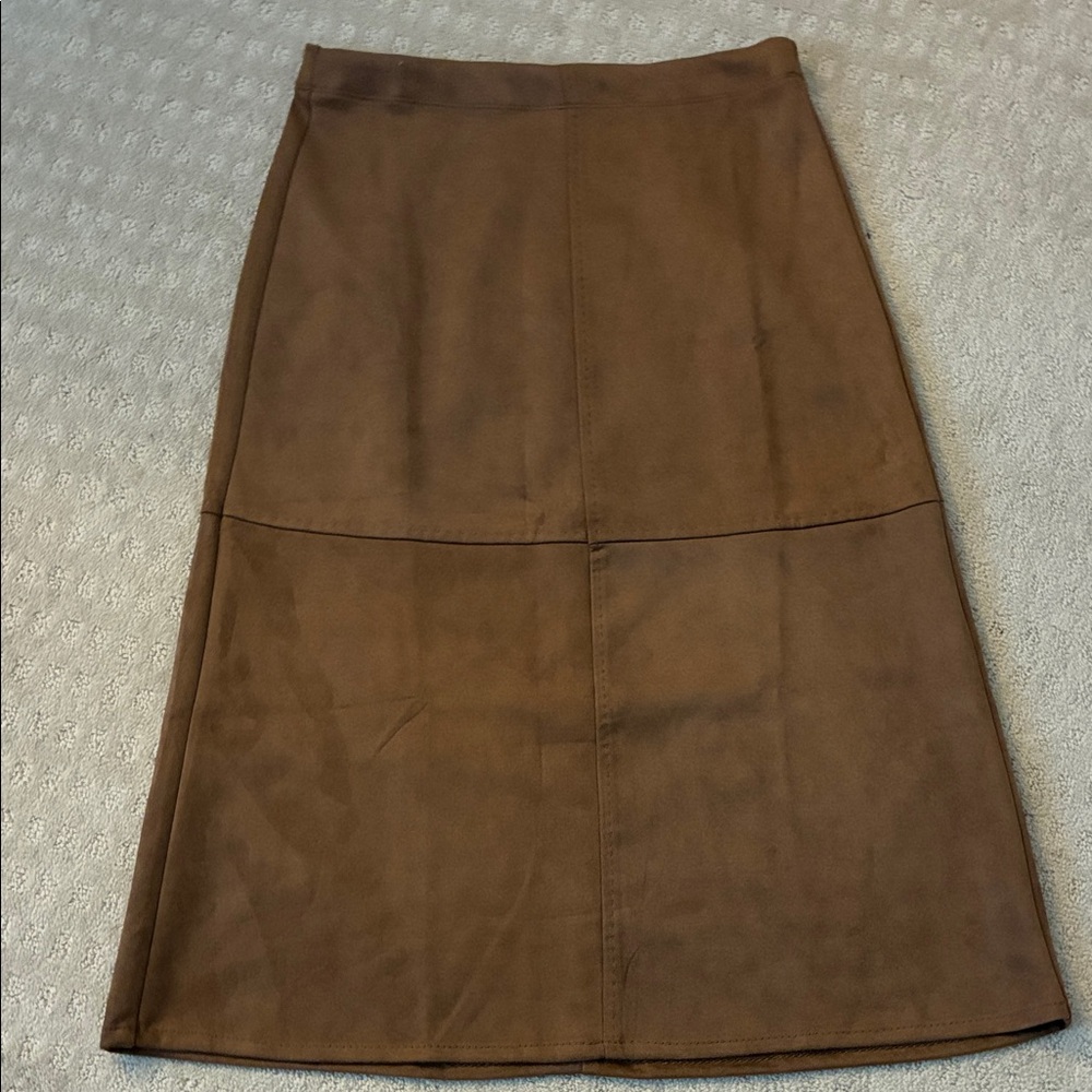 NWOT - Elegant Brown Faux Suede Women's Skirt